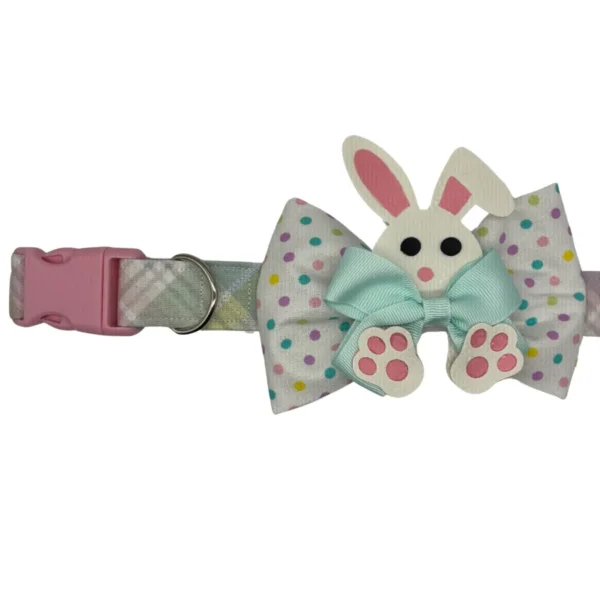 Easter-themed dog collar with bunny decoration.