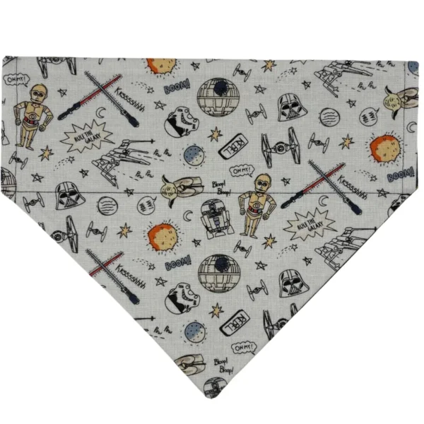 Star Wars-themed dog bandana with character illustrations.