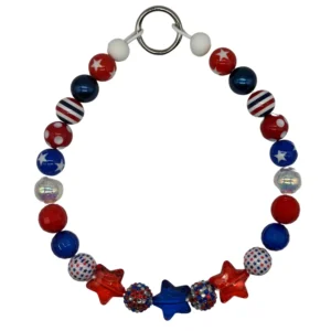 Red, white, blue beaded bracelet with stars.