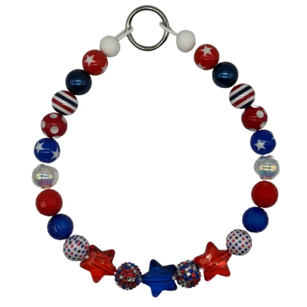 Red, white, blue beaded bracelet with stars.