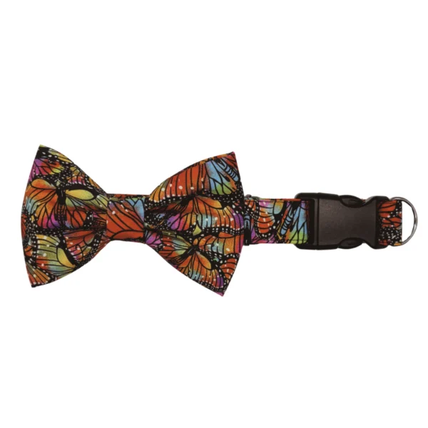 Colorful butterfly pattern bow tie with clip.