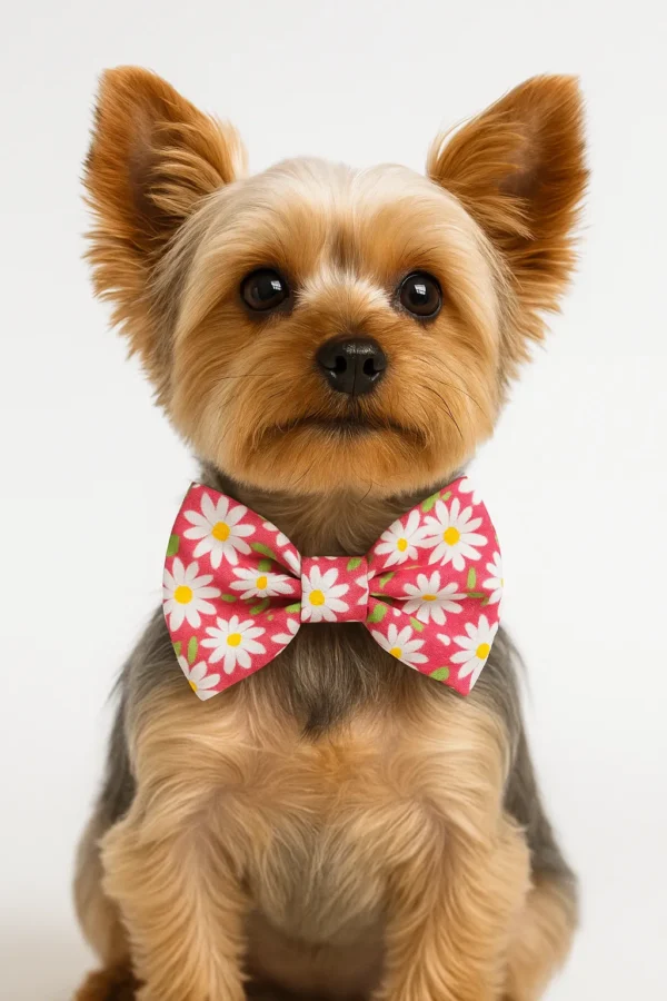 Cute dog with floral bow tie
