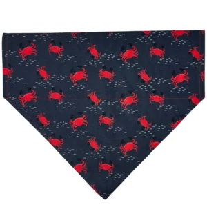 Crab-patterned navy bandana for pets